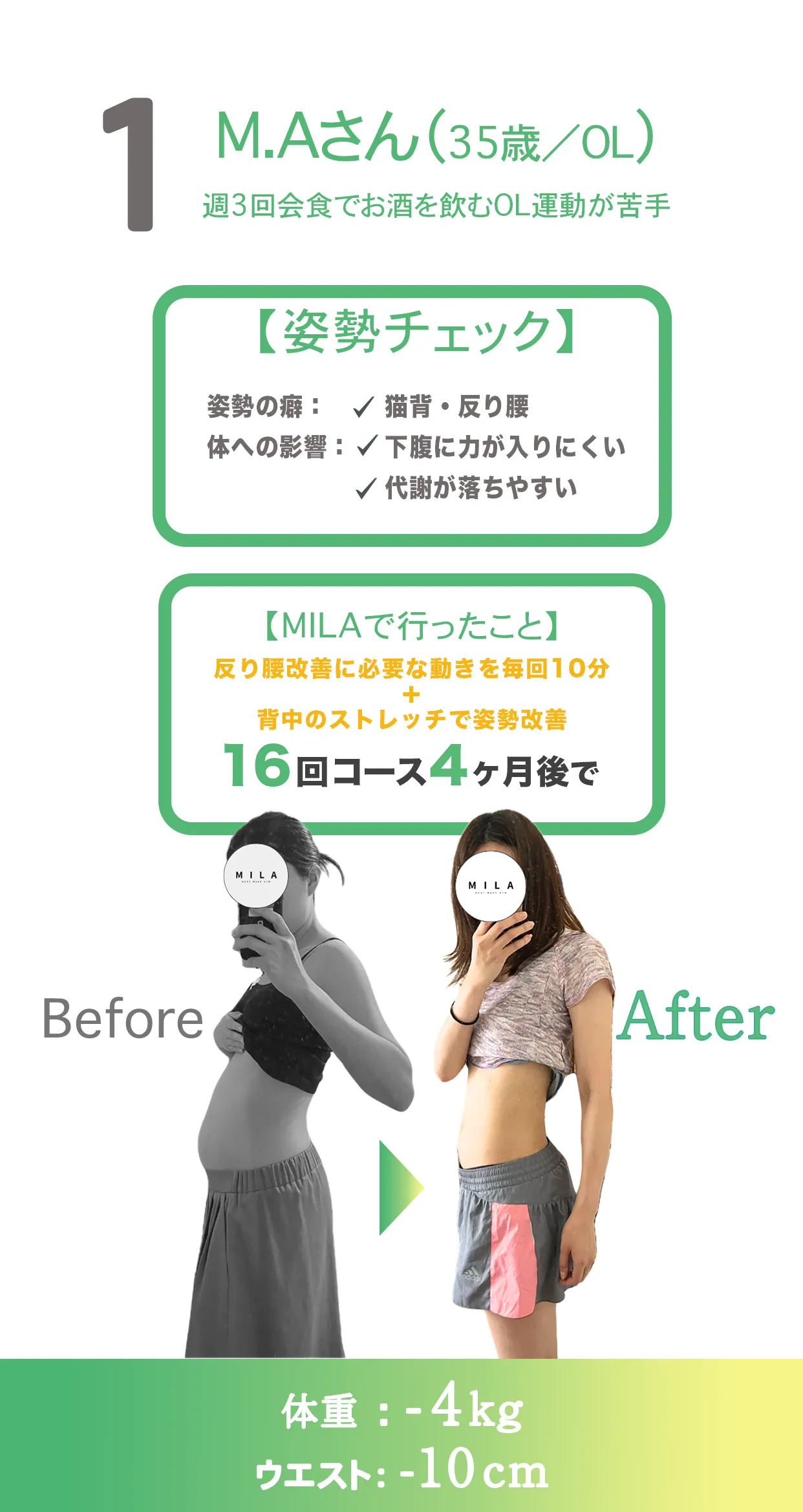 M.Aさん 35歳 OL ビフォーアフター